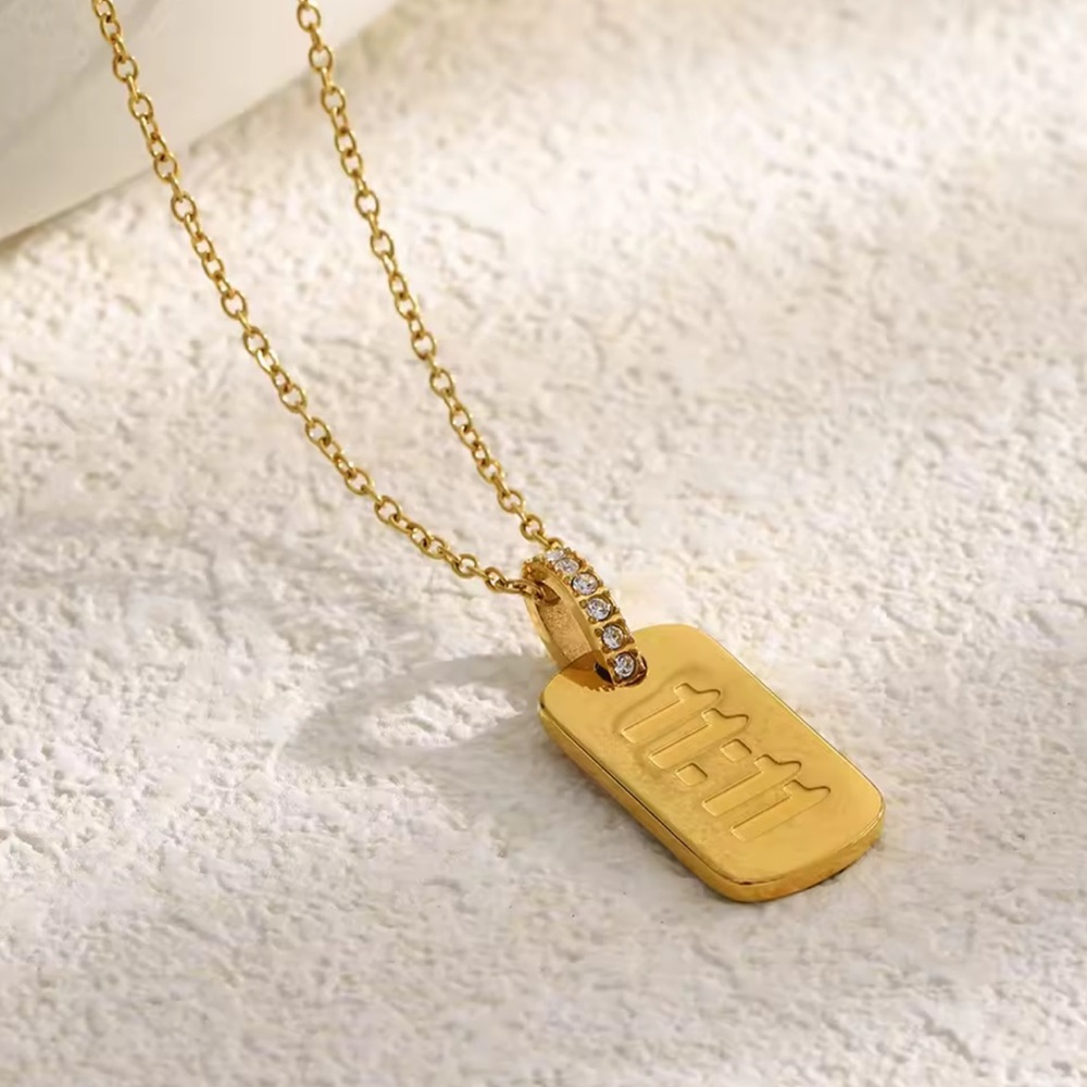 Gold Angel Number 11:11 Necklace – Minimalist Lucky Pendant - Picture 3 of 10